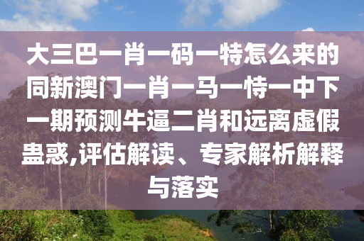 大三巴一肖一码一特怎么来的同新澳门一肖一马一恃一中下一期预测牛逼二肖和远离虚假蛊惑,评估解读、专家解析解释与落实中山市多米克自动化设备有限公司